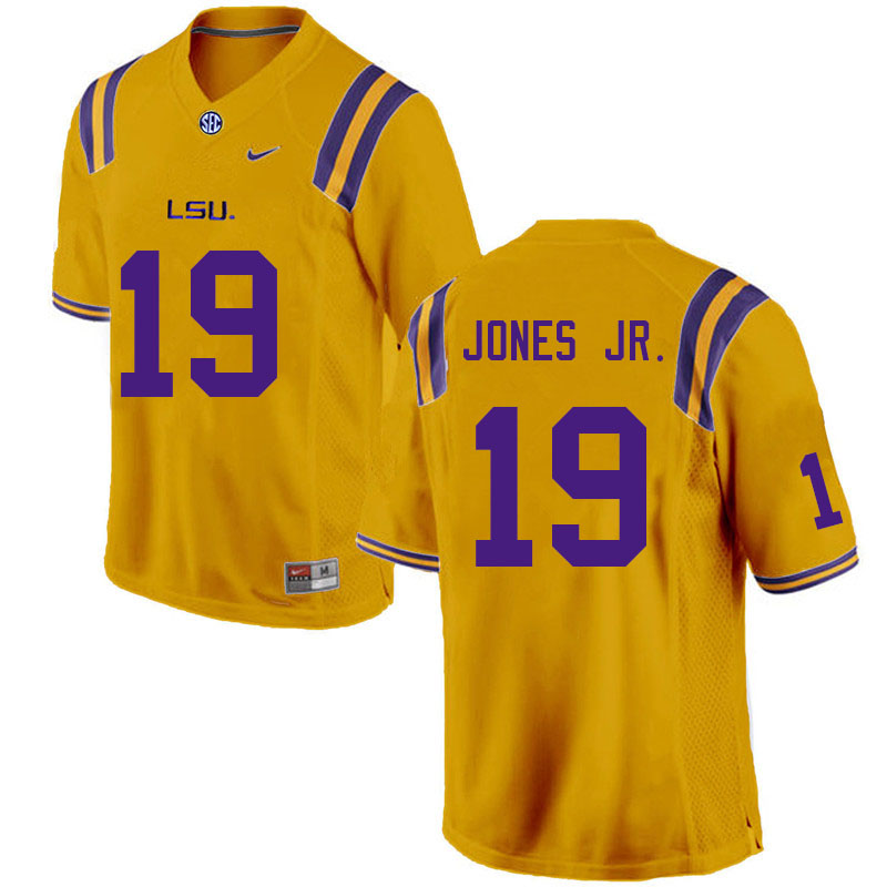 Men #19 Mike Jones Jr. LSU Tigers College Football Jerseys Sale-Gold